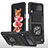 Silicone Matte Finish and Plastic Back Cover Case with Magnetic Finger Ring Stand MQ1 for Samsung Galaxy Z Flip3 5G Black