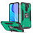 Silicone Matte Finish and Plastic Back Cover Case with Magnetic Finger Ring Stand MQ1 for Xiaomi Redmi 9 Prime India Midnight Green
