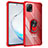 Silicone Matte Finish and Plastic Back Cover Case with Magnetic Finger Ring Stand MQ2 for Samsung Galaxy M60s Red