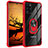 Silicone Matte Finish and Plastic Back Cover Case with Magnetic Finger Ring Stand MQ2 for Samsung Galaxy Note 20 5G Red