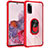 Silicone Matte Finish and Plastic Back Cover Case with Magnetic Finger Ring Stand MQ2 for Samsung Galaxy S20 5G Red