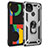 Silicone Matte Finish and Plastic Back Cover Case with Magnetic Finger Ring Stand MQ3 for Google Pixel 4a 5G