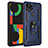 Silicone Matte Finish and Plastic Back Cover Case with Magnetic Finger Ring Stand MQ3 for Google Pixel 4a 5G