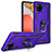 Silicone Matte Finish and Plastic Back Cover Case with Magnetic Finger Ring Stand MQ3 for Samsung Galaxy A42 5G Purple