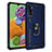 Silicone Matte Finish and Plastic Back Cover Case with Magnetic Finger Ring Stand MQ3 for Samsung Galaxy A90 5G Blue