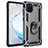 Silicone Matte Finish and Plastic Back Cover Case with Magnetic Finger Ring Stand MQ3 for Samsung Galaxy Note 10 Lite Gray