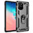 Silicone Matte Finish and Plastic Back Cover Case with Magnetic Finger Ring Stand MQ3 for Samsung Galaxy S10 Lite