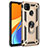Silicone Matte Finish and Plastic Back Cover Case with Magnetic Finger Ring Stand MQ3 for Xiaomi Redmi 9 India Gold