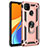 Silicone Matte Finish and Plastic Back Cover Case with Magnetic Finger Ring Stand MQ3 for Xiaomi Redmi 9 India Rose Gold