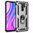 Silicone Matte Finish and Plastic Back Cover Case with Magnetic Finger Ring Stand MQ3 for Xiaomi Redmi 9 Prime India