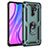 Silicone Matte Finish and Plastic Back Cover Case with Magnetic Finger Ring Stand MQ3 for Xiaomi Redmi 9 Prime India