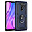 Silicone Matte Finish and Plastic Back Cover Case with Magnetic Finger Ring Stand MQ3 for Xiaomi Redmi 9 Prime India Blue