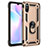 Silicone Matte Finish and Plastic Back Cover Case with Magnetic Finger Ring Stand MQ3 for Xiaomi Redmi 9A Gold