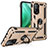 Silicone Matte Finish and Plastic Back Cover Case with Magnetic Finger Ring Stand MQ3 for Xiaomi Redmi K30S 5G Gold