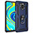 Silicone Matte Finish and Plastic Back Cover Case with Magnetic Finger Ring Stand MQ3 for Xiaomi Redmi Note 9 Pro