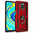 Silicone Matte Finish and Plastic Back Cover Case with Magnetic Finger Ring Stand MQ3 for Xiaomi Redmi Note 9 Pro Max Red