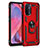 Silicone Matte Finish and Plastic Back Cover Case with Magnetic Finger Ring Stand MQ4 for OnePlus Nord N200 5G