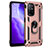 Silicone Matte Finish and Plastic Back Cover Case with Magnetic Finger Ring Stand MQ4 for Oppo F19 Pro+ Plus 5G Rose Gold