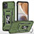 Silicone Matte Finish and Plastic Back Cover Case with Magnetic Finger Ring Stand MQ6 for Motorola Moto G32 Green