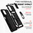 Silicone Matte Finish and Plastic Back Cover Case with Magnetic Finger Ring Stand MQ6 for Samsung Galaxy A12