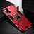 Silicone Matte Finish and Plastic Back Cover Case with Magnetic Finger Ring Stand N01 for Huawei Honor Play4 Pro 5G Red