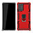 Silicone Matte Finish and Plastic Back Cover Case with Magnetic Finger Ring Stand N03 for Samsung Galaxy Note 20 5G Red