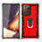 Silicone Matte Finish and Plastic Back Cover Case with Magnetic Finger Ring Stand N03 for Samsung Galaxy Note 20 Ultra 5G Red