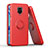 Silicone Matte Finish and Plastic Back Cover Case with Magnetic Finger Ring Stand QW1 for Xiaomi Poco M2 Pro Red