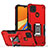 Silicone Matte Finish and Plastic Back Cover Case with Magnetic Finger Ring Stand QW1 for Xiaomi Redmi 10A 4G Red
