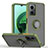 Silicone Matte Finish and Plastic Back Cover Case with Magnetic Finger Ring Stand QW2 for Xiaomi Redmi 10 5G Army green