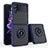 Silicone Matte Finish and Plastic Back Cover Case with Magnetic Finger Ring Stand QW3 for Samsung Galaxy Z Flip4 5G