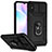 Silicone Matte Finish and Plastic Back Cover Case with Magnetic Finger Ring Stand QW3 for Xiaomi Redmi 9A