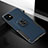 Silicone Matte Finish and Plastic Back Cover Case with Magnetic Finger Ring Stand R01 for Apple iPhone 11 Blue