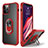 Silicone Matte Finish and Plastic Back Cover Case with Magnetic Finger Ring Stand R01 for Apple iPhone 12 Pro Max Red