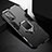 Silicone Matte Finish and Plastic Back Cover Case with Magnetic Finger Ring Stand R01 for Huawei Honor 30 Lite 5G Black