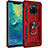 Silicone Matte Finish and Plastic Back Cover Case with Magnetic Finger Ring Stand R01 for Huawei Mate 20 Pro Red