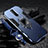 Silicone Matte Finish and Plastic Back Cover Case with Magnetic Finger Ring Stand R01 for OnePlus 8 Blue