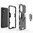 Silicone Matte Finish and Plastic Back Cover Case with Magnetic Finger Ring Stand R01 for OnePlus Nord N20 5G