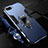Silicone Matte Finish and Plastic Back Cover Case with Magnetic Finger Ring Stand R01 for Oppo K1 Blue