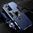 Silicone Matte Finish and Plastic Back Cover Case with Magnetic Finger Ring Stand R01 for Oppo Reno7 5G Blue