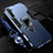 Silicone Matte Finish and Plastic Back Cover Case with Magnetic Finger Ring Stand R01 for Realme X50 Pro 5G Blue