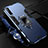 Silicone Matte Finish and Plastic Back Cover Case with Magnetic Finger Ring Stand R01 for Samsung Galaxy A70 Blue