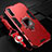 Silicone Matte Finish and Plastic Back Cover Case with Magnetic Finger Ring Stand R01 for Samsung Galaxy A70 Red
