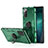 Silicone Matte Finish and Plastic Back Cover Case with Magnetic Finger Ring Stand R01 for Samsung Galaxy Note 20 5G Green