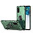 Silicone Matte Finish and Plastic Back Cover Case with Magnetic Finger Ring Stand R01 for Samsung Galaxy S20 5G Green