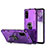 Silicone Matte Finish and Plastic Back Cover Case with Magnetic Finger Ring Stand R01 for Samsung Galaxy S20 5G Purple