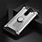 Silicone Matte Finish and Plastic Back Cover Case with Magnetic Finger Ring Stand R01 for Xiaomi Redmi Note 8 Pro Silver