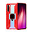 Silicone Matte Finish and Plastic Back Cover Case with Magnetic Finger Ring Stand R01 for Xiaomi Redmi Note 8 Red