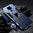 Silicone Matte Finish and Plastic Back Cover Case with Magnetic Finger Ring Stand R01 for Xiaomi Redmi Note 9