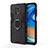 Silicone Matte Finish and Plastic Back Cover Case with Magnetic Finger Ring Stand R01 for Xiaomi Redmi Note 9 Pro